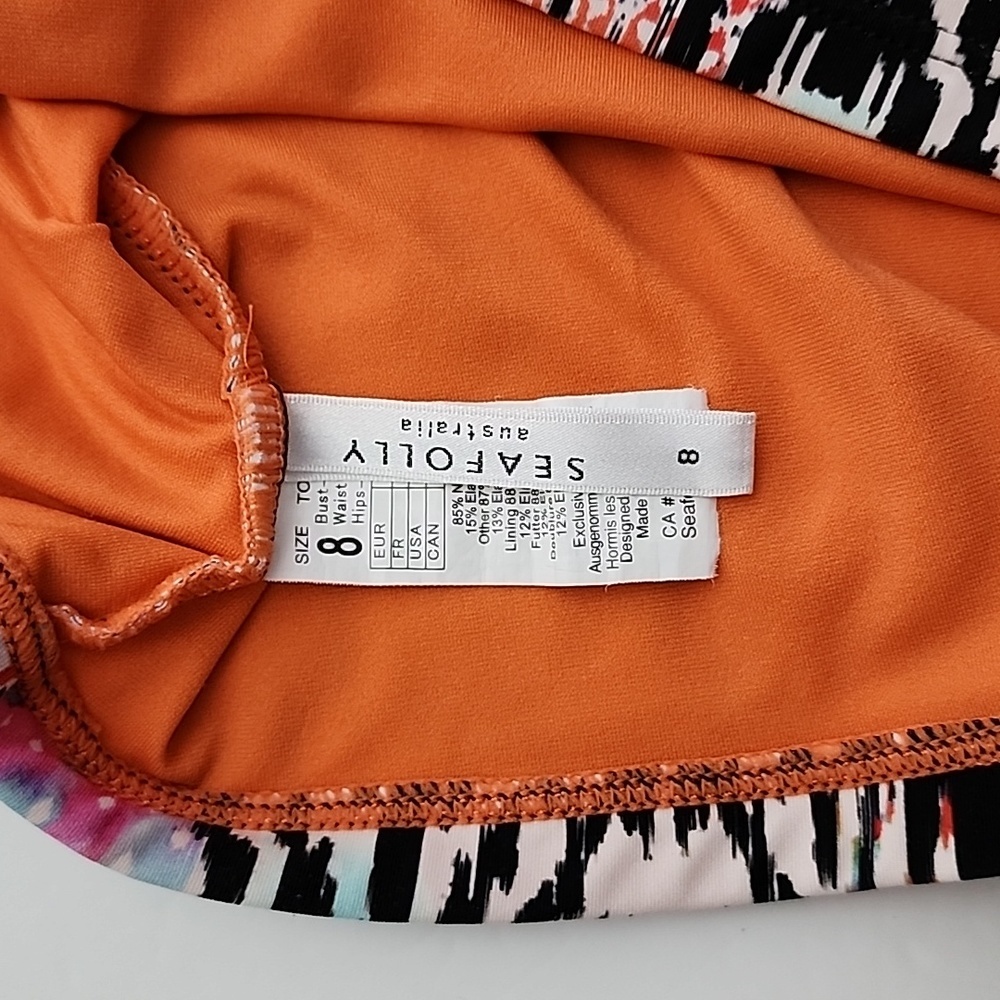 Seafolly Beach Women's Gypsy Nectarine Tankini Top White Pink Black Trim 6 - Picture 12 of 16